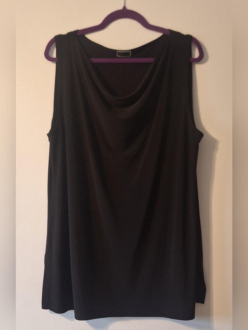 Sympli Black Drape Neck Sleeveless Tank